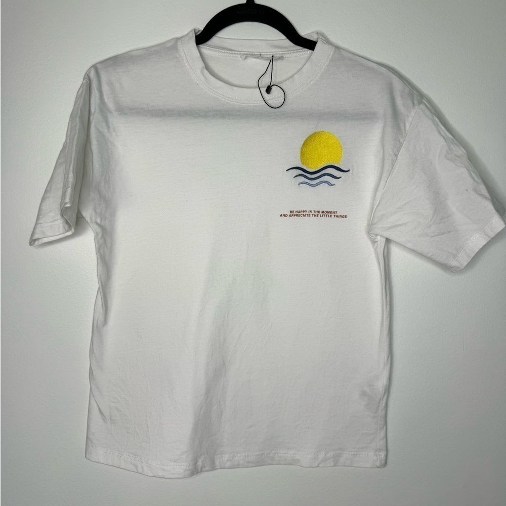 Zara white embroidered boxy t-shirt size 11-12